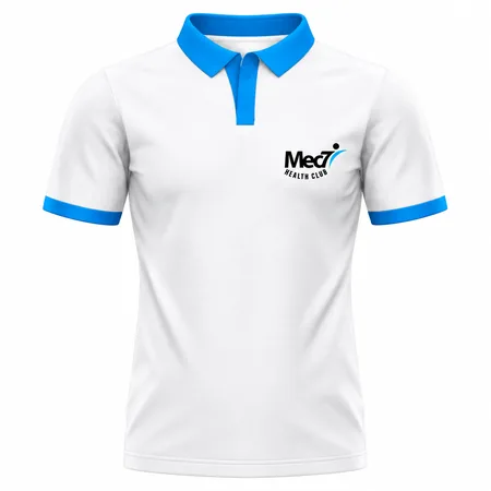 Blue polo back view